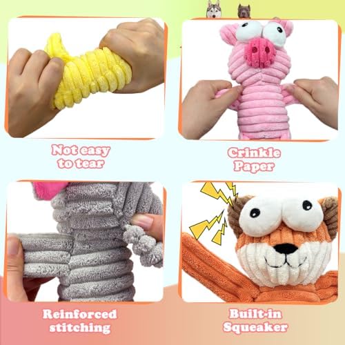 MRSOHRET 5 Pack Dog Toys, Durable Dog Squeaky Crinkle Plush, Puppy Toys - Image 5