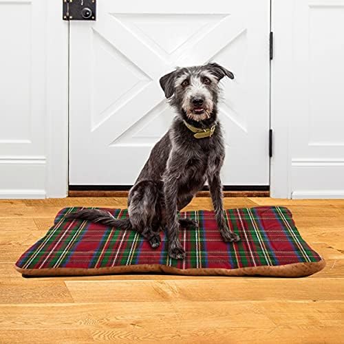 Green and Red Tartan Plaid Dog Bed Mat for Small Dog Puppy Cat Kitten, Traditional Scottish Tartan Check Ultra Soft Pet Bed Mattress for Crate with Anti-Slip Washable, 18 x 24 Inches - Image 6