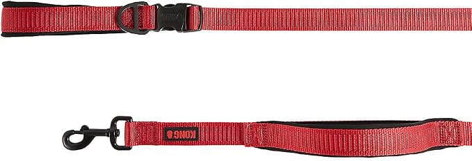 KONG Comfort Ultra Durable Traffic Padded Handle Hands Free Quick Control Leash 6' (Red)