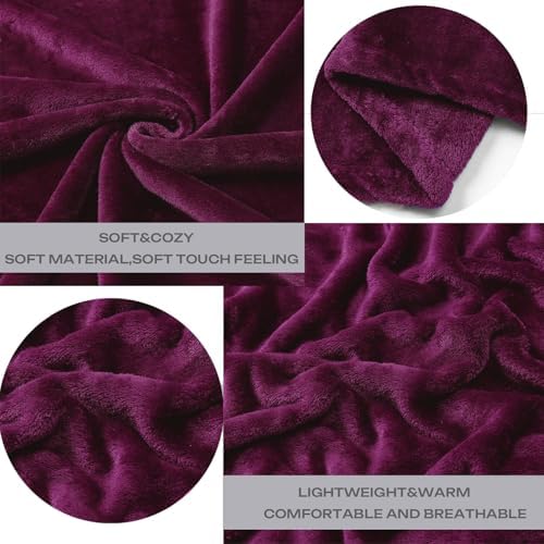 Purple Fleece Plush Throw Blanket 60"x80"for Couch Sofa Fuzzy Cozy Flannel - Image 2