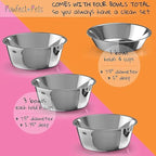 Pawfect Pets Elevated Dog Bowl Stand- 7" Raised Pet Feeder for Medium Dogs with Four Stainless Steel Bowls.