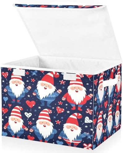 Bolaz Storage Bins with Lids and Handles,Cute Gnmoes American National Day Storage Box Storage Basket with Cover Collapsible Organizer Containers for Home Closet, Shelves by Unknown