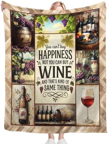 Vintage Wine Blanket for Girls Women Men Adults Soft Cozy Fleece Wine Estates Throw Blankets Winery Gifts Warm Flannel Plush Stuff Lightweight Decorative for Couch Bed Sofa 80"X60" - Image 6