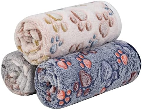 Dono 1 Pack 3 Dog Blankets for Small Dogs, Soft Fluffy Paw Print Pattern Fleece Pet Blanket Warm Sleep Mat, Puppy Kitten Blanket Doggy Mat for Dog Cat Kitten Doggy (40 * 30") - Image 2