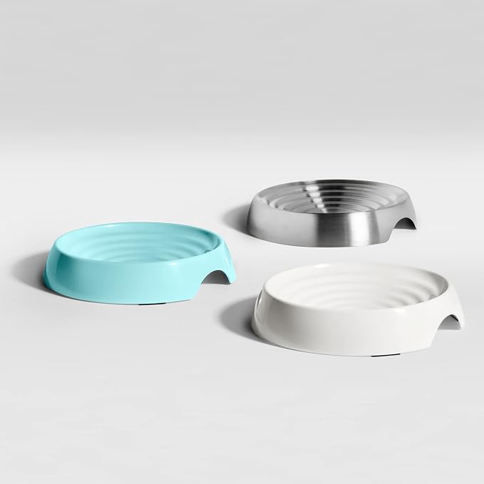 CatGuru Cat Bowls, Whisker Friendly Food Bowl for Indoor Cats, Reliefs Whisker Fatigue, Wide Kitten Dish, Non Slip Pet Dishes, Shallow Pet Plates (Marshmallow, (Pack of 2))