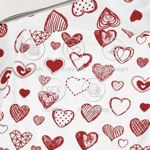 Valentine's Day Red Love Hearts Blanket, Lightweight Anti-Pilling Fleece Blanket, Wedding Anniversary Birthday Gifts for Wife Girlfriend, Soft Throw Blankets for Bed Couch Sofa Chair, 60 x 80 Inch - Image 3