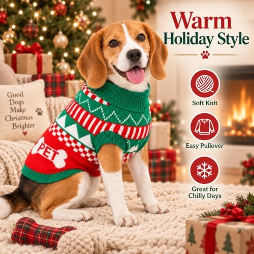 Dog Sweater for Medium Dogs Girl Boy Winter, Dog Clothes, Green, L - Image 6