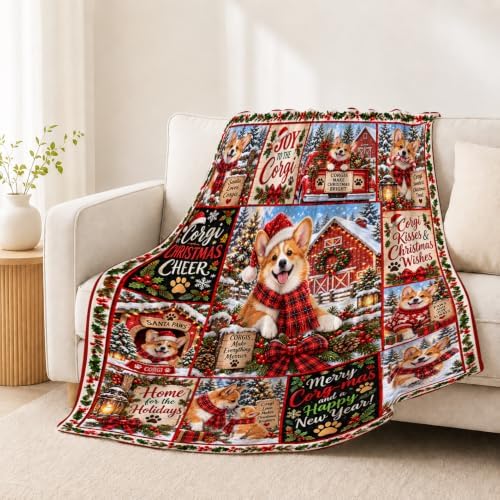 Corgi Christmas Throw Blanket Cute Puppy Holiday Gifts 50''X60'' - Image 3