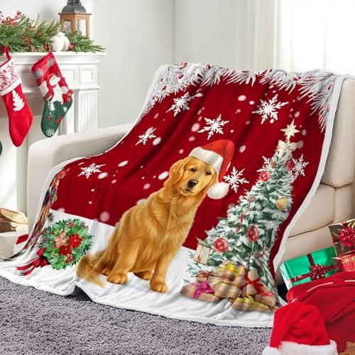 Christmas Throw Blanket Soft and Warm Throw Blankets for Couch Sofa Bed Winter Holiday Snowflakes Cute Dog Decorative Cozy Blanket Blanket 50"x60" by Boziqr
