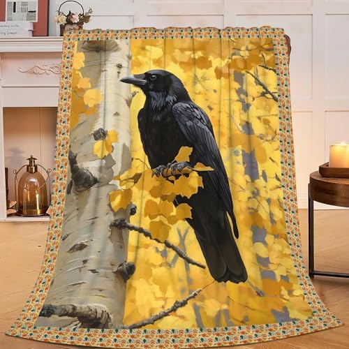 Crow Blanket for Girls Women Boys Men Adults Kids Soft Cozy Fleece Raven Throw Blankets Gifts Warm Flannel Plush Lightweight Decor for Couch Bed Sofa 60"X50" by Unknown