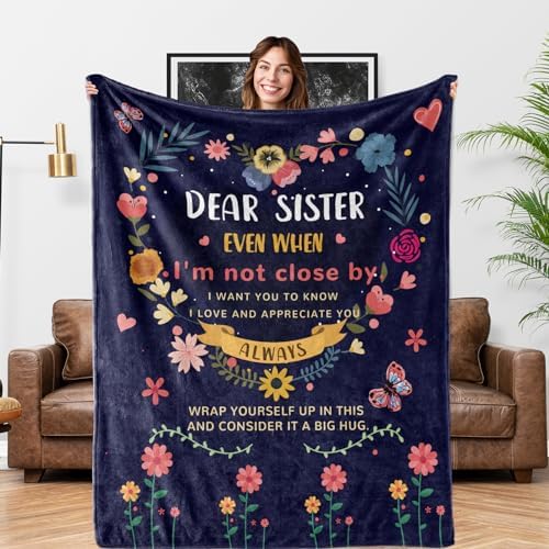 Sister Gifts Blanket, Sister Gifts from Sisters, Sisters Birthday Valentines Presents Throw Blanket 60'' x 50'' by AISDE