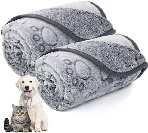 LOKOZ 2 Pack Dog Blanket for Small Medium Dogs, Soft Washable Fleece Pet Blankets with Paw Print, Puppy & Cat Blanket for Bed Couch Sofa, 24"x32" by LOKOZ