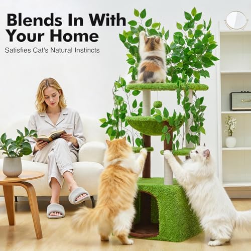 Woochpet 60"Large Cat Tree with Scratching Post,Tall Cat Tower with Hammock - Image 3