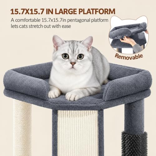 Small Cat Tree with Cat Scratching Post, 18.9 in Tower Dark Gray - Image 6