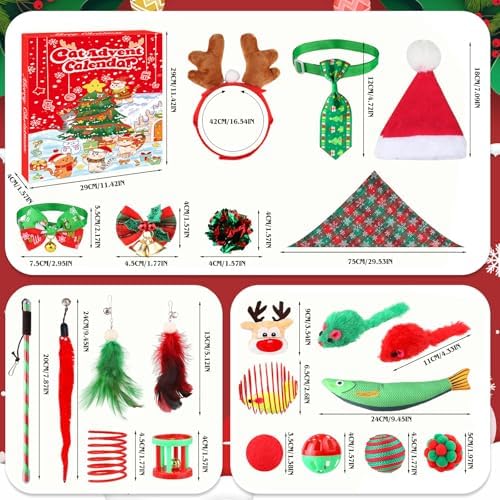 Cat Advent Calendar 2026-24 Days Christmas Countdown Calendar for Pets with Interactive Toys & Costume Accessories, Xmas Ideal Gift for Cats Lovers - Image 2
