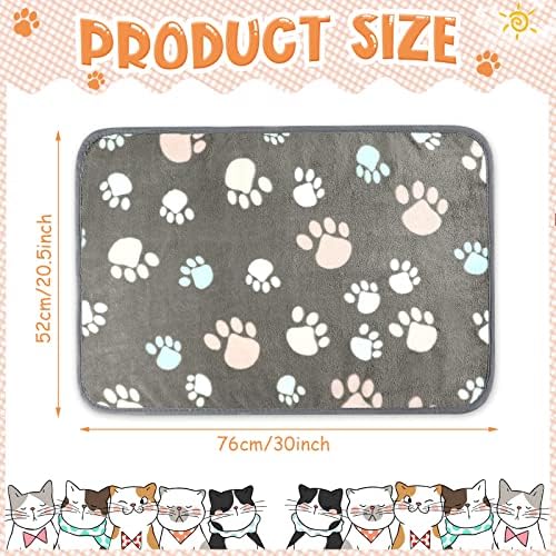 Tatuo 4 Pcs Fleece Dog Blanket for Puppy Cat, Dark Gray, 30 x 20.5 in, Paw - Image 3