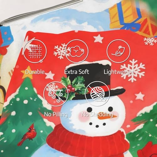 Xmas Snowman Blankets, Snowflake Christmas Tree Lightweight Anti Pilling Flannel Blanket, 50X60 in Soft Throw Blanket for Bed Couch Chair Living Bedroom Winter Decor - Image 3