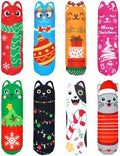 PET SHOW 8 Pack Christmas Cat Kicker Toys with Catnip Crinkle Sound Toys for Indoor Cats Xmas Santa Gift Patterns Plush Kittens Shape Natural Interactive Pet Kitty by PETSHOW