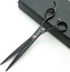 Kingstar 7.0in. Matt Black Professional Pet Grooming Scissors Set,Straight & Thinning & Curved Scissors Set with Comb case A389
