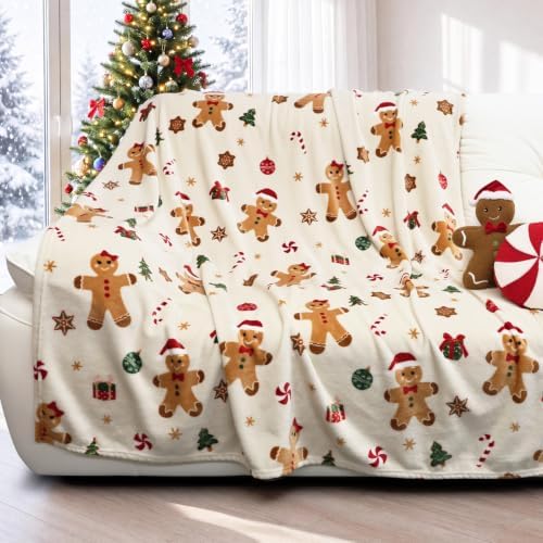 Christmas Gingerbread Throw Blanket for Couch,50x60 Inches by VigorSpring