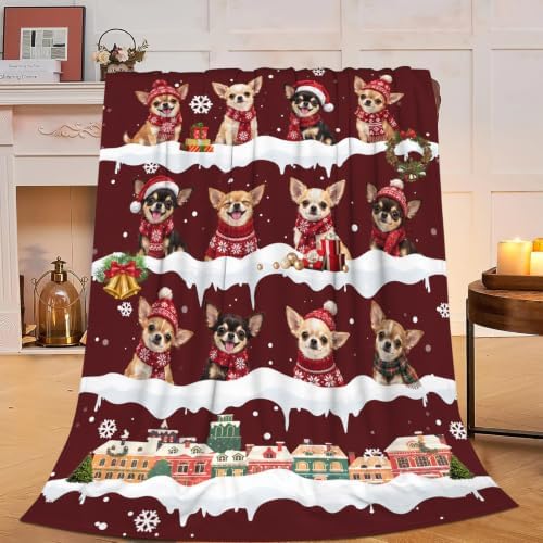 Christmas Chihuahua Throw Blanket Cute Dog Snowflake Gifts 40''x50'' by Fuzawet