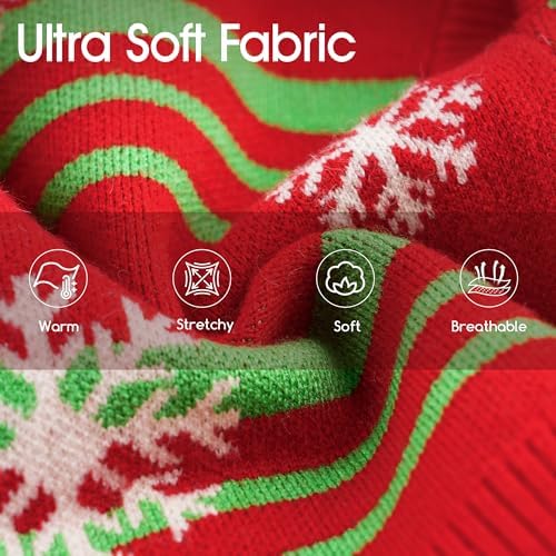 Dog Christmas Sweater Snowman Dog Christmas Outfit Adorable Soft Warm Turtleneck Knitted Festival Pet Clothes Cold Weather Puppy Clothes for Small Medium Large Dogs Cats - Image 3