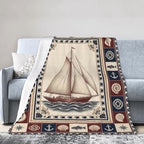 Sailboat Nautical Blanket Ocean Coastal Throw Stuff Gifts 80"x60" - Image 2
