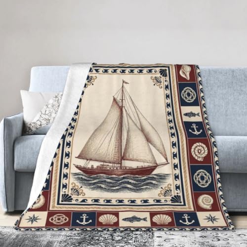 Sailboat Nautical Blanket Ocean Coastal Throw Stuff Gifts 80"x60" - Image 2