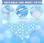 Preboun 50 Pcs Winter Dog Bandanas Bulk, Blue and White Snowman Snowflakes - Image 3