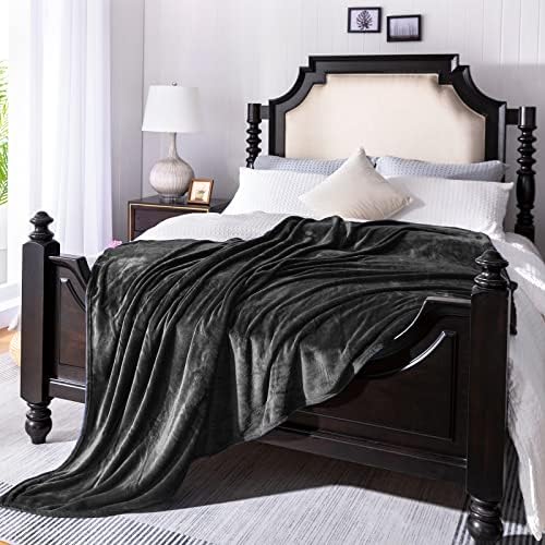 Dark Grey Fleece Plush Throw Blanket 60"x80"for Couch Fuzzy Cozy Flannel - Image 5