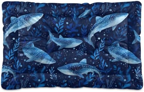 Cute Watercolor Whale Sharks Dog Bed Mat 18"x24" by Mazeann