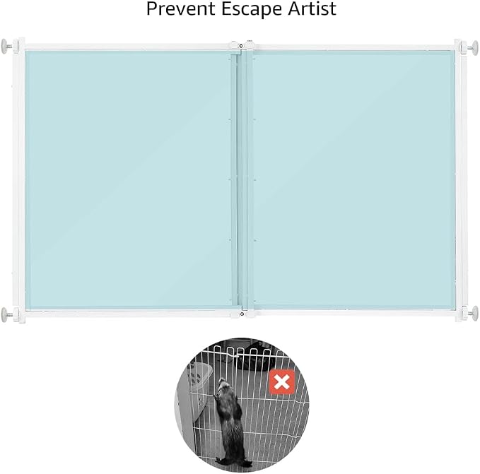 beeNbkks Clear Ferret Gate, Step Over Short Dog Barrier | 24" Tall Transparent Acrylic, Fits 22"-39" Wide Openings, No Drilling Pressure Mounted, Safely Blocks Ferrets & Small Dogs