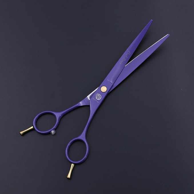 Purple Dragon 7.0 inch Professional Dog Grooming Hair Cutting Scissor | Japan 440C Stainless Steel, for Pet Groomer or Family DIY Use