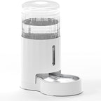 CZPET Automatic 4L/135Oz/1Gal Cat Water Dispenser with Stainless Steel Bowl, Gravity Waterer for Small Medium Dog Puppy Kitten (White) | With Stainless Steel Bowl, Gravity Waterer for Small Medium Dog Puppy Kitten