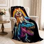 Corgi Blanket Funny Cartoon Corgi Dinosaur Throw Blanket Gifts for Corgi Lovers Girls Boys Kids Men Women Adults Super Soft Cozy Plush Fluffy Fuzzy Fleece Blanket Home Decor 40''X50'' - Image 3