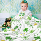 St. Patrick's Day Shamrock Throw Blanket, Ireland Greens Clovers Blanket, Gold Coin Horseshoe Flannel Blanket, Soft Lightweight Warm Fleece Blanket for Sofa Chair Couch, 40 x 50 Inch - Image 4