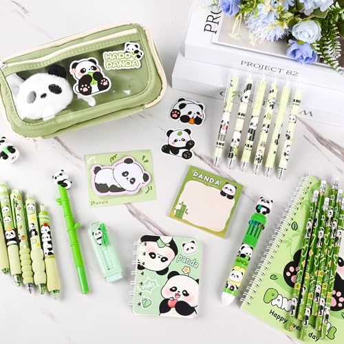 Ulema 78Pcs Cute Stationery Set Cartoon Panda Birthday Gifts for Boys Girls Back to School and Kawaii Classroom Office Supplies with Panda BallPoint Pen, Pencils, Erasers, Sticky Notes etc. - Image 5