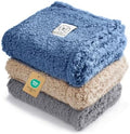 Luciphia 1 Pack 3 Calming Dog Blanket Fluffy Premium Fleece Pet Blankets Soft Sherpa Throw for Dogs Puppy Cat Grey/Beige/HazeBlue Large (41" x31") by luciphia