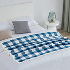 Touchat Sherpa Plaid Twin Blanket 60" X 70", Fuzzy Fluffy Soft Cozy Throw Blanket, Twin Size Plush Fleece Flannel Plush Microfiber Blanket for Couch Bed Sofa (Navy) - Image 5