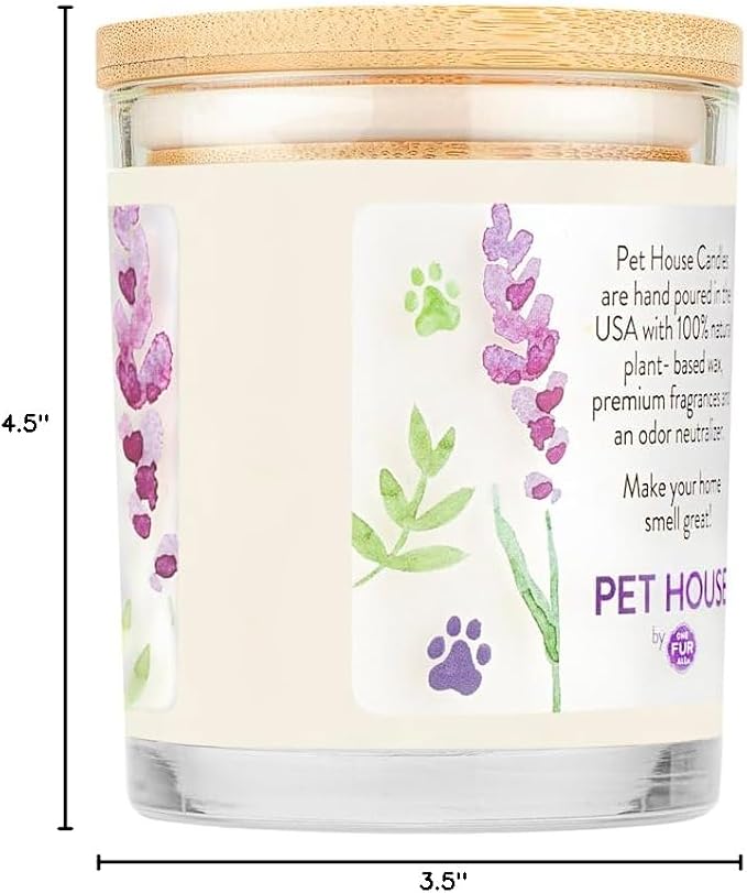 Pet House Candle 2 Pack - Plant-Based/Soy - Clean Burning Scented, Long Lasting Pet Odor Candle for Home - Lavender Green Tea