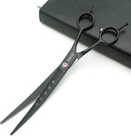 KINGSTAR 8.0in. Matt Black Professional Pet Grooming Scissors Set,Straight & Thinning & Curved Scissors Set with Comb,Dog Grooming,A559