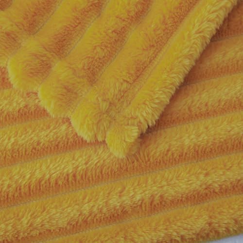 Mustard Yellow Fleece Throw Blanket 60”×80” for Couch Sofa Livingroom - Image 5