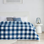 Touchat Sherpa Plaid Twin Blanket 60" X 70", Fuzzy Fluffy Soft Cozy Throw Blanket, Twin Size Plush Fleece Flannel Plush Microfiber Blanket for Couch Bed Sofa (Navy) - Image 4