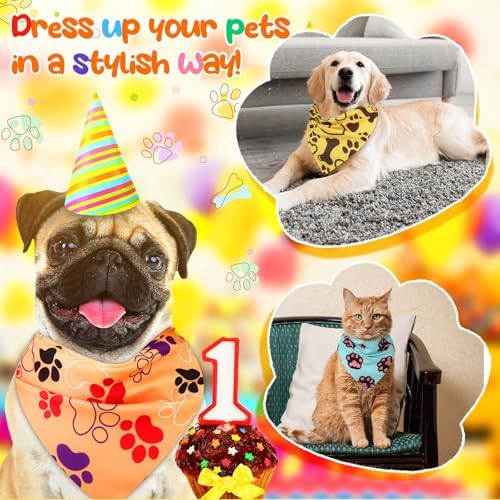 Geyoga 240 Pcs Dog Bandanas Bulk Summer Pet Bandanas with Paw Print - Image 6