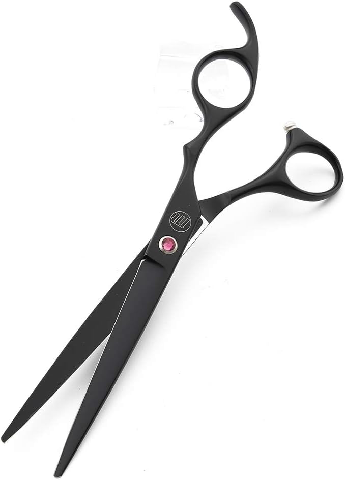 Moontay Professional 7" Dog Grooming Scissors Set 4PCS, Black | Straight, Upward Curved, Downward Curved, Thinning/Blending Shears for Dog, Cat and Pets, JP Stainless Steel