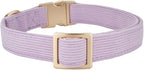 Soft Corduroy Dog Collar and Leash Set Adjustable Durable Dog Collars with Metal Buckle and Lead for Large Dogs,Lilac
