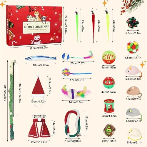 ANOTION Cat Advent Calendar 2026 – 24-Day Christmas Pet Xmas Cat Toys Countdown, Set for Indoor Cats & Kittens, Present for Cat Lovers, Women & Men - Image 3