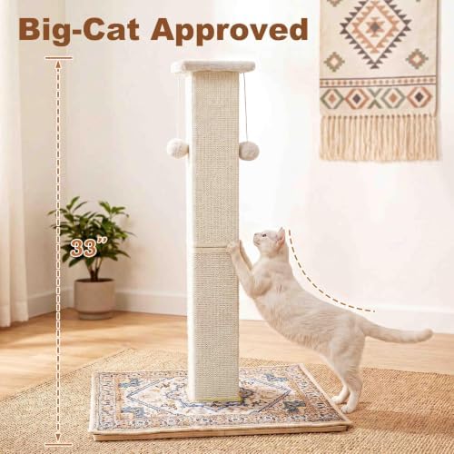 Tall Cat Scratching Post for Indoor Cats Adults with Carpet, White - Image 2