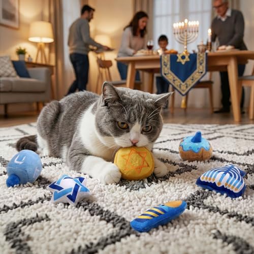 CiyvoLyeen Plush Hanukkah Catnip Toys for Indoor Cats 6 Pack - Image 6