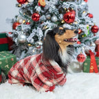 Fitwarm Collared Neck Plaid Dog Pajamas, Thermal Christmas Clothes for Small Dogs Boy Girl, Holiday Pet Outfit, Red, White, XL - Image 4